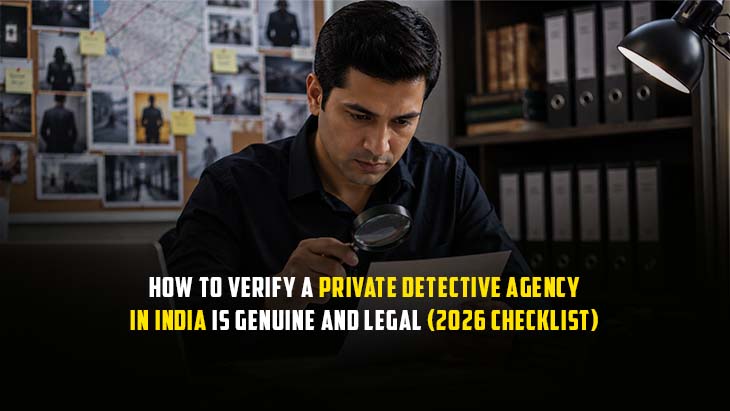 Private investigator verifying documents to identify a genuine detective agency in India with a legal hiring checklist for 2026