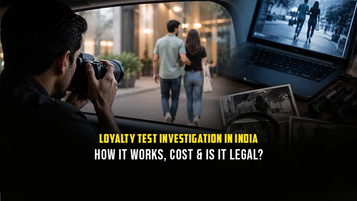 Private investigator conducting a loyalty test investigation in India by discreetly monitoring a couple to verify relationship faithfulness.
